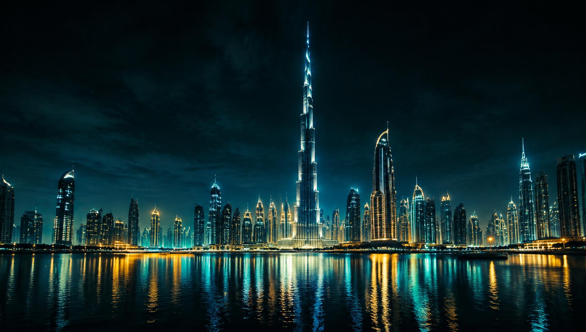 Dubai skyline at night